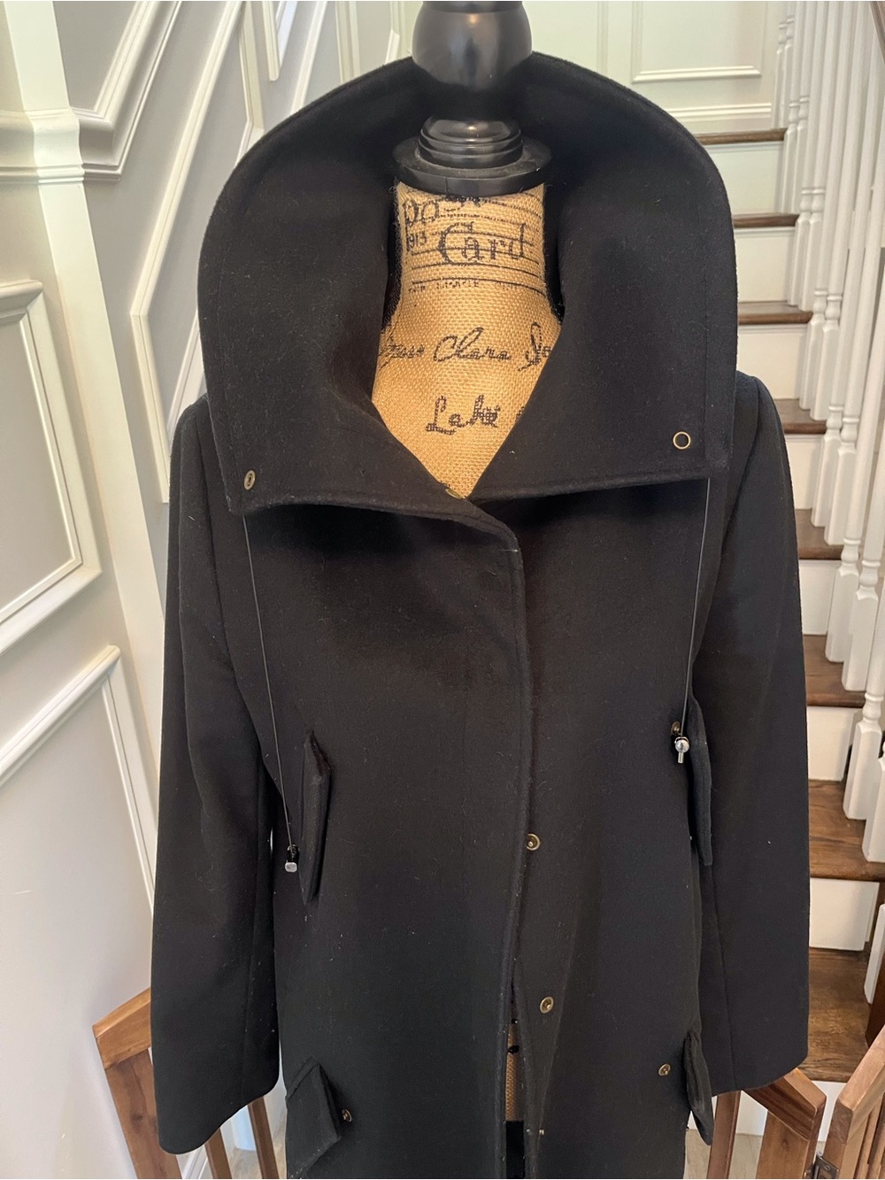 Tombolini Black Hooded Long Trench Coat - Picture 4 of 6